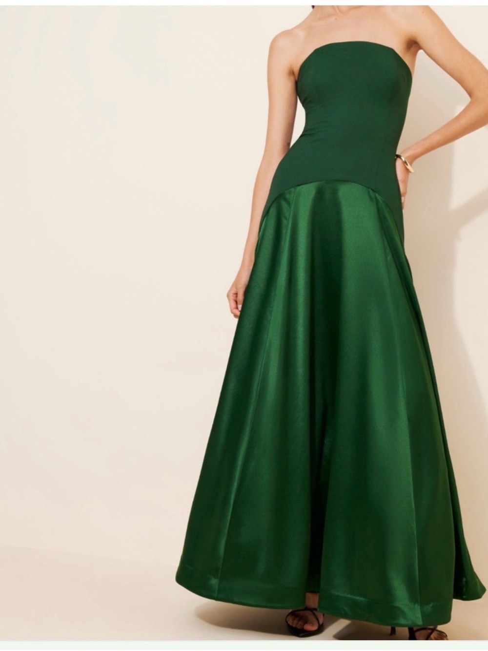 Hutch Strapless Deep Green Satin Ball Gown